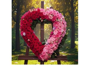 Coroa em Coracao de rosas
