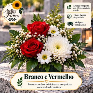 4003 Arranjo Branco e Vermelho