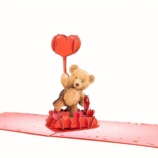 Cartão Pop-Up Urso com Coração 3D Deixe a sua mensagem nas notas ou ligue 965672401