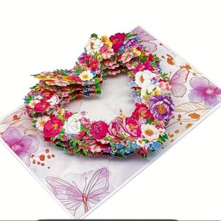 Cartão Pop-Up Coração Floral 3D
