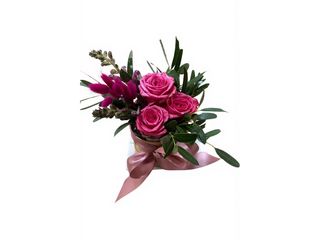 Caixa de 3 rosas Pink- Pequena