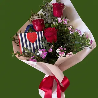 #3003 Buquê de Boas-vindas com 3 Rosas sem Chocolate