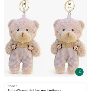 Porta chaves com urso de jardineiras