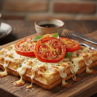 Waffle Queijo e tomate