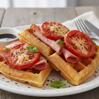 Waffle Fiambre e tomate