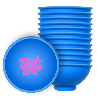 Best Buds Silicone Mixing Bowl 7cm Blue with Pink Logo