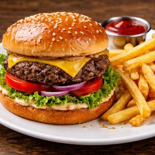 Hambúrguer de Vaca + Batata + Bebida