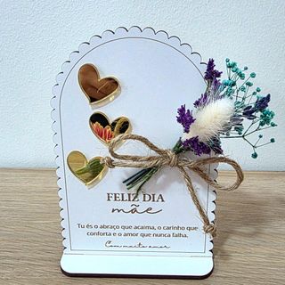 Placa MDF Mãe com raminho azul