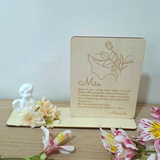 Placa MDF gravada Mãe com anjo