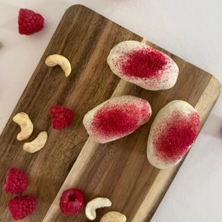 Framboesa, Chocolate Branco e Caju
