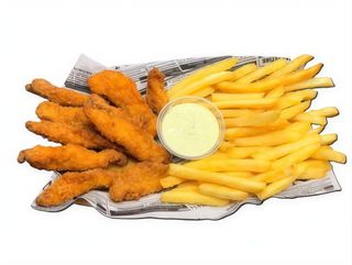 Tirinhas de Peito de Frango Panado com Batata