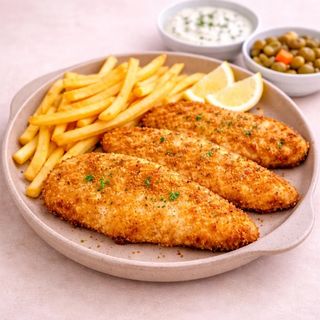 Panados com Batata Frita