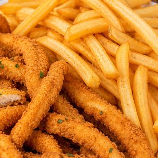 Lulas panadas com fritas