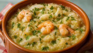 Migas de Bacalhau e Camarão