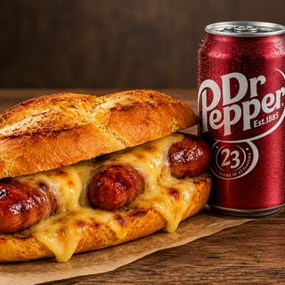 Pão de Alho com Linguiça + Bebida