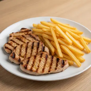 Febras Grelhadas com Batata Frita
