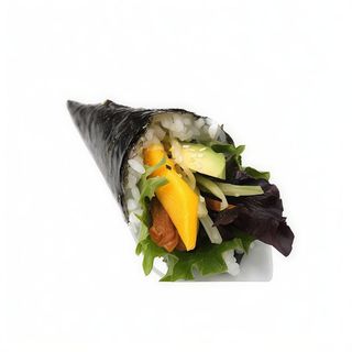 Temaki veggie (pepino, abacate, manga e sésamo)