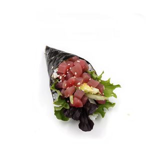 Temaki atum, abacate e sésamo