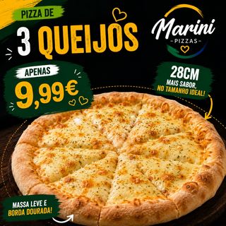Pizza 3 Queijo Individual + Oferta Bebida Lata