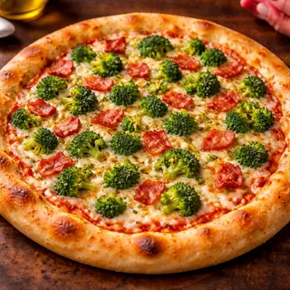 Pizza de Brócolis com Bacon