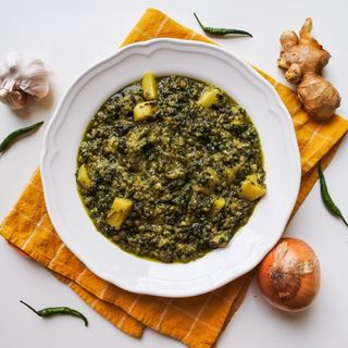 Alu palak with rice