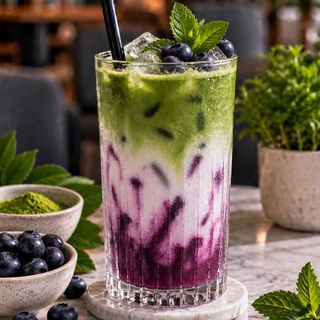Matcha Latte de Mirtilo
