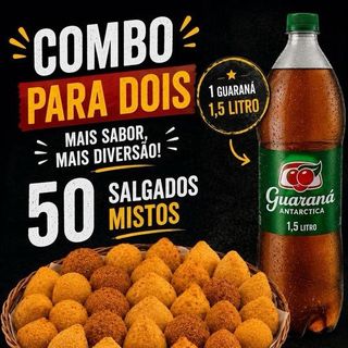 50 mini Salgados Mistos + Guaraná 1,5