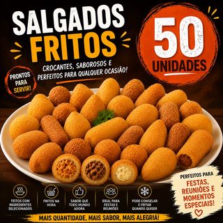 Salgados fritos 50 unidades