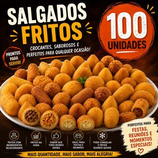 Salgados fritos 100 unidades