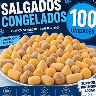 Salgados congelados 100 unidades