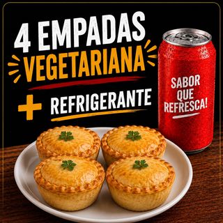 4 Empadas Vegetariana + Refrigerante Lata