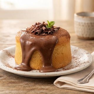 Mini Vulcão massa pão de ló e recheio de chocolate