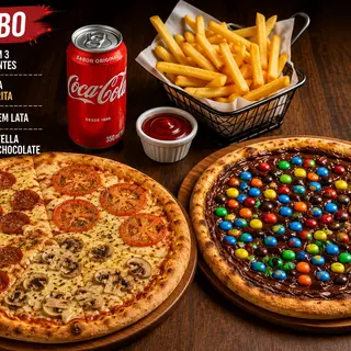 Menu Pizza + Acompanhamento + Bebida + Sobremesa