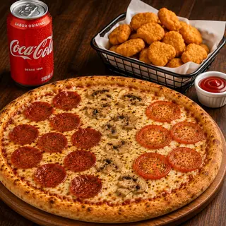 Crie a sua Pizza + Acompanhamento + Bebida