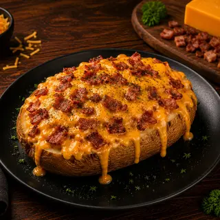 Batata Recheada com Bacon e Cheddar