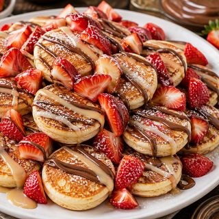 20 mini panquecas com Morangos