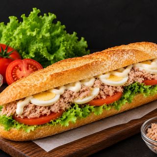Baguete de atum + bebida