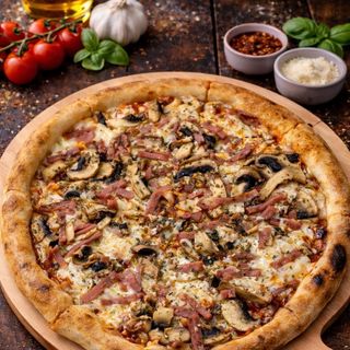 Pizza ham cogumeles