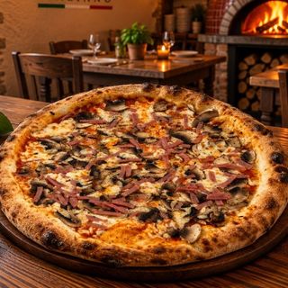 Pizza de Fiambre e Cogumelos