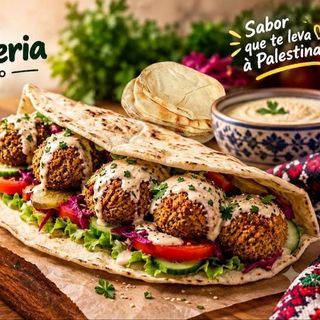 Sanduíche Grande de Falafel no Pão Árabe