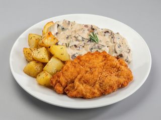 Snitel Porc, sos Marar si cartofi la cuptor