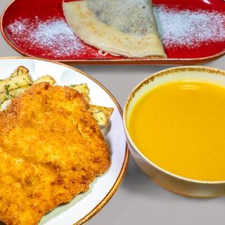 LunchBox snitel de pui+supa/ciorba+desert