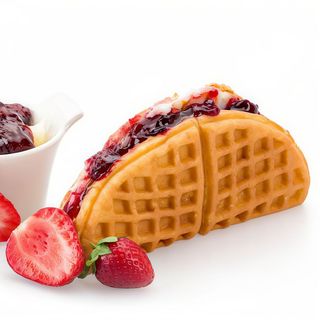 Waffle cu dulceață de căpșuni