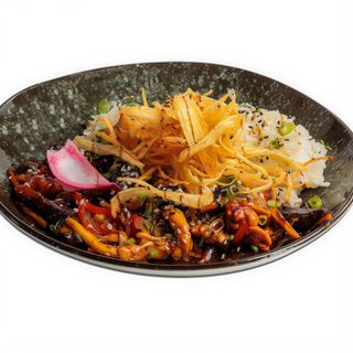 Piept de pui cu legume si sos soia