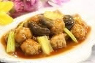 Chiftelute de porc cu ciuperci China si bambus