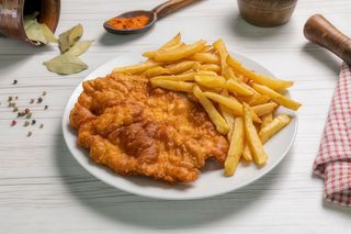 Meniu snitel cu cartofi prajiti