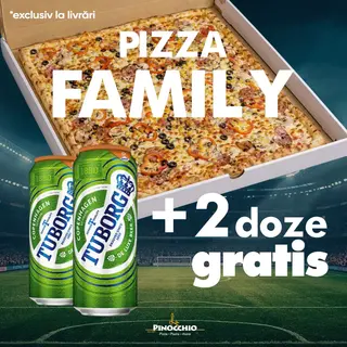 Pizza Family 2 + 2 doze Tuborg la 0.5l