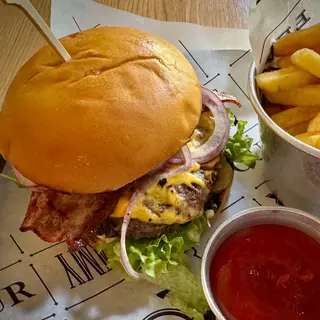 Cheese & Bacon Burger & French Fries