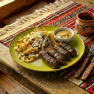 Mititei cu cartofi prajiti si mustar  400g