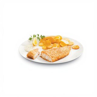 File Pollock la grătar cu cartofi pe plită